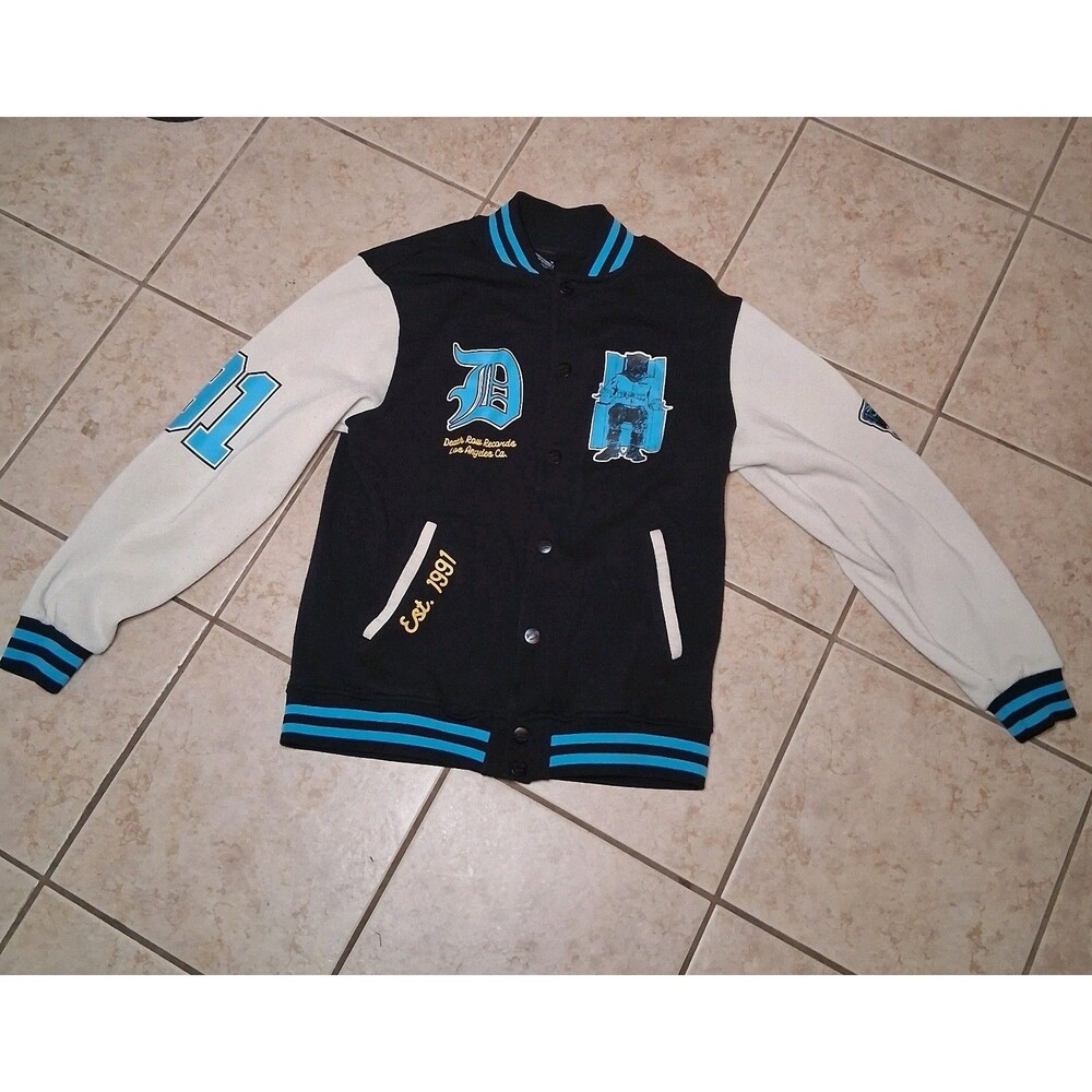Death Row Records Varsity Letterman Jacket Sz Medium Black/Teal Snoop Dog